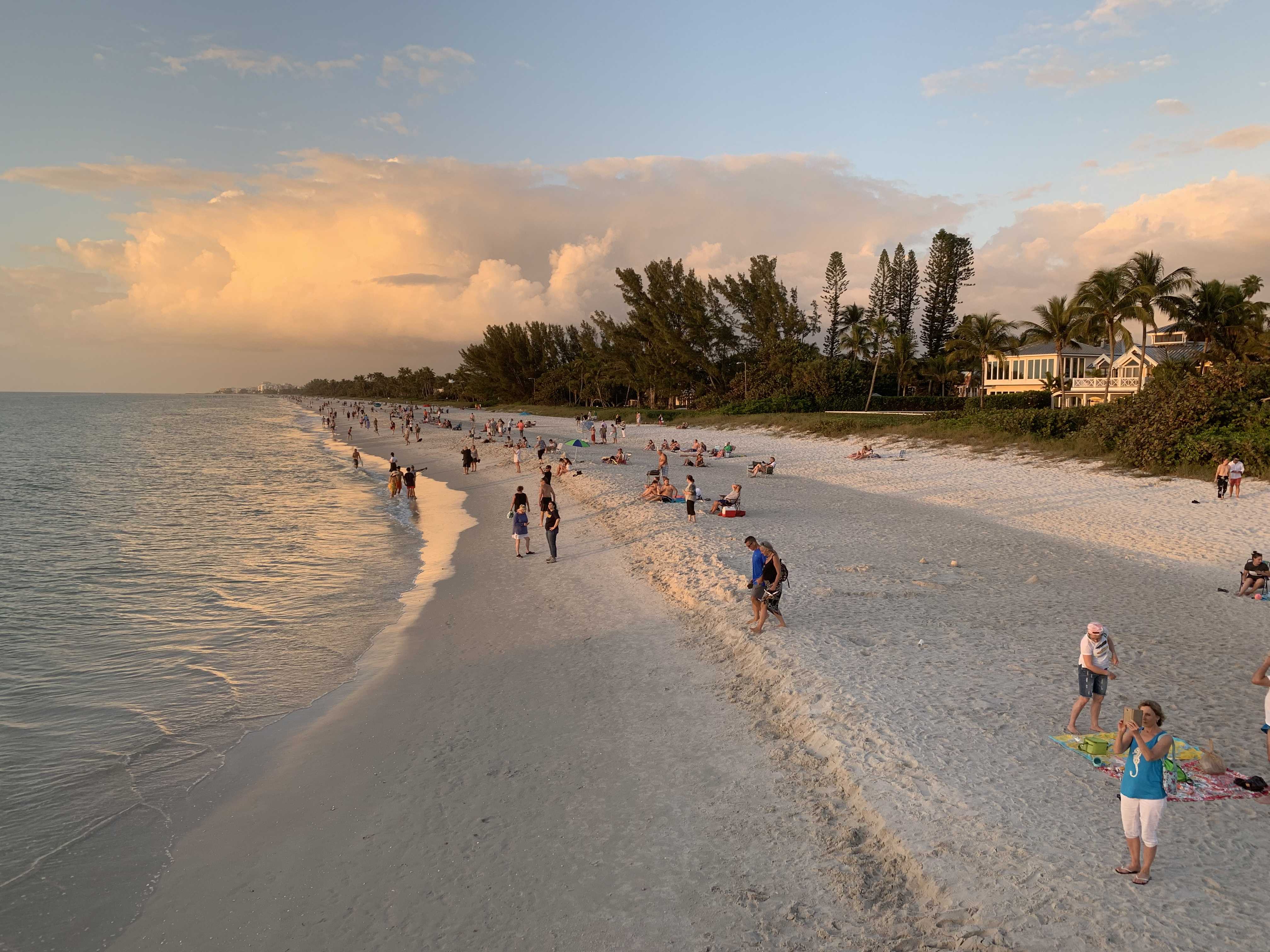 Naples beach at sunset